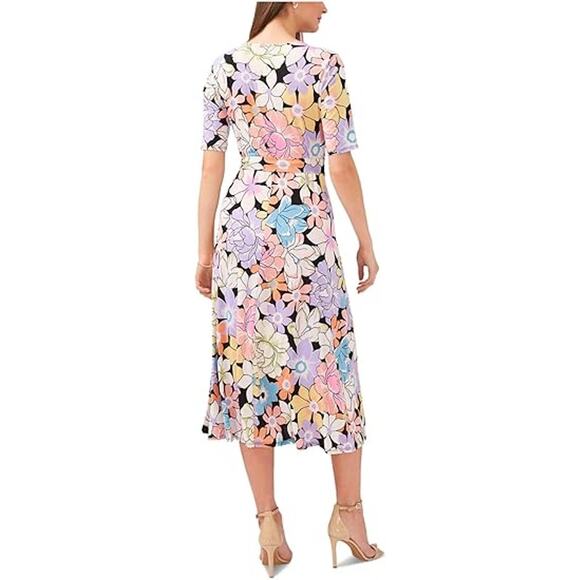 MSK Women's Floral-Print Tie-Waist Midi Dress Large NWT - Picture 2 of 4